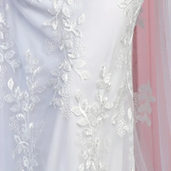 New long v neck sleeveless mermaid organza lace wedding dress,bridal gown - Picture 4 of 13